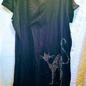 NWT Halloween Celestial Black Cats Nightgown Night Shirt 2X 3X